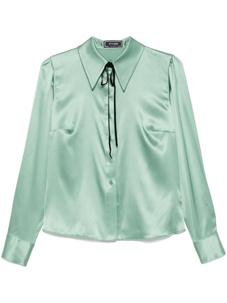  Styland Satin Shirt - Green 