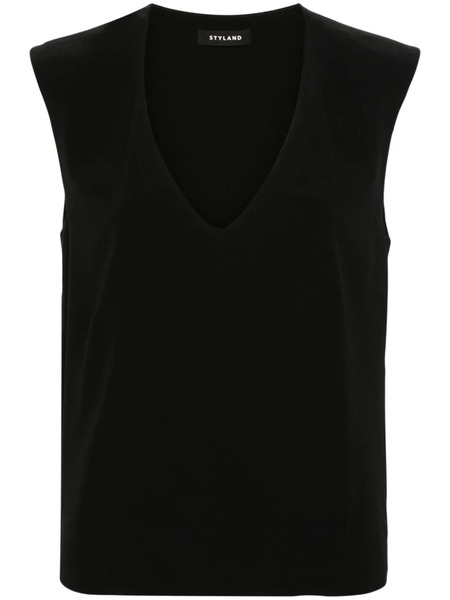  Styland Sleeveless Crepe Blouse - Black 