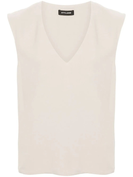  Styland Sleeveless Crepe Blouse - Neutrals 