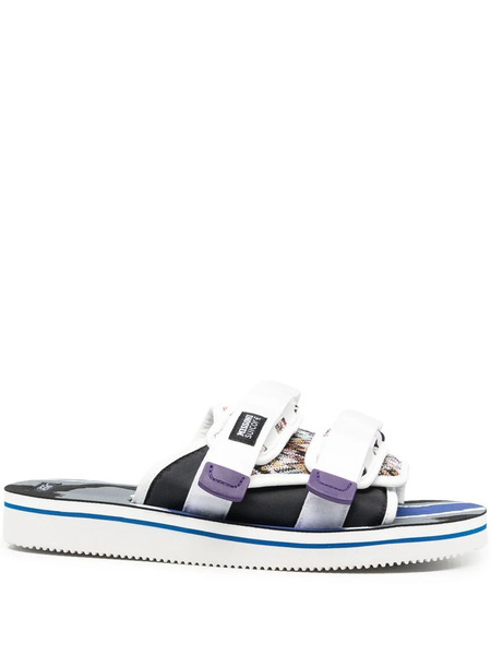  Suicoke Double Touch-strap Panelled Slides - White 