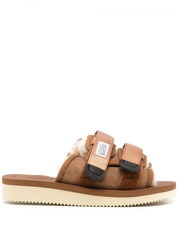  Suicoke Moto Shearling-trim Slides - Brown 