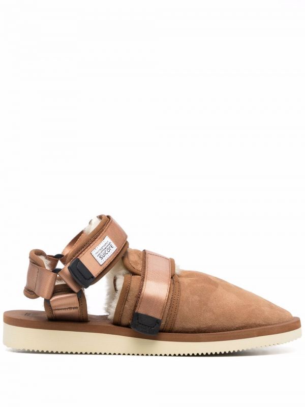  Suicoke Shearling-lined Closed Toe Sandals - Brown 