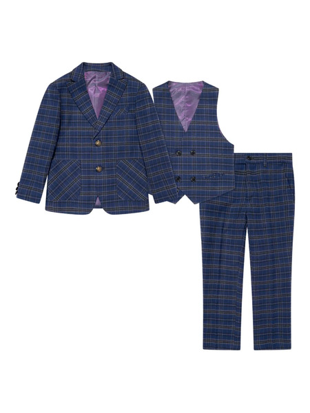  Suitlab Kids Checked Three-piece Suit - Blue 