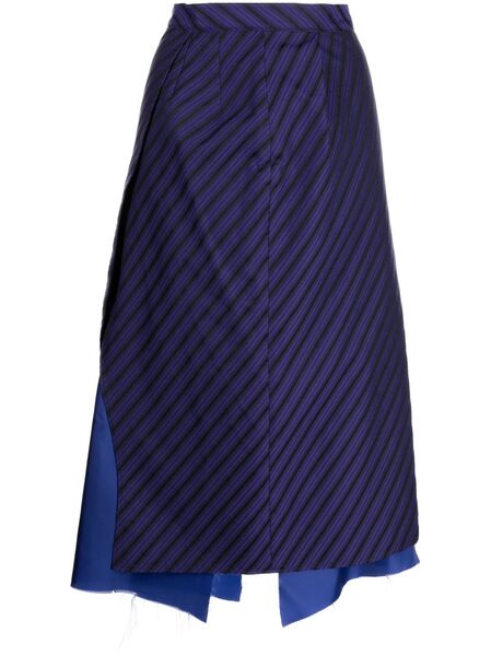  Sulvam Raw-hem Striped Skirt - Purple 