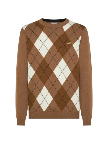  Sun68 Argyle Crew-neck Sweater - Brown 