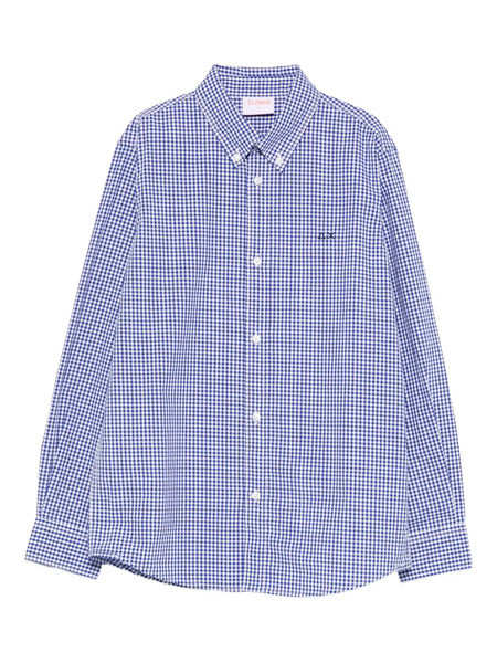  Sun68 Kids Check-pattern Shirt - Blue 