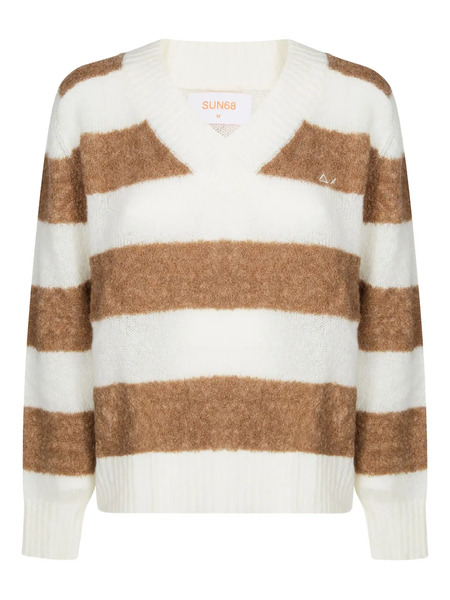  Sun68 Striped-pattern V-neck Sweater - White 