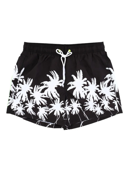  Sundek Palm Tree-print Swim Shorts - Black 