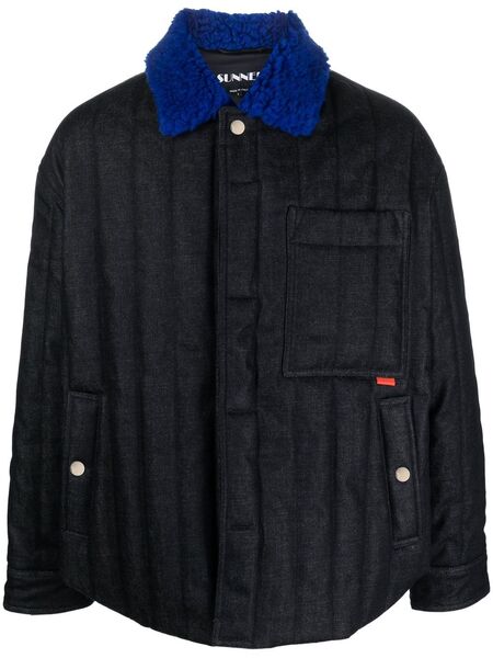  Sunnei Contrast-collar Padded Jacket - Blue 