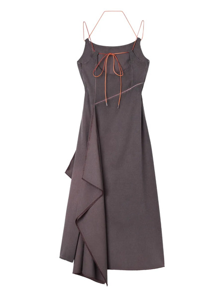  Sunnei Draped Tie-back Midi Dress - Brown 