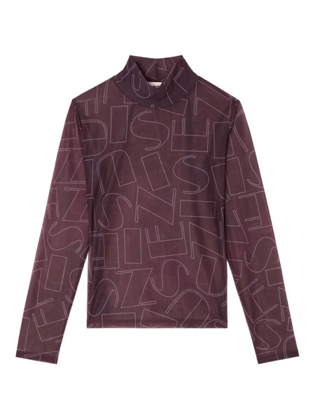  Sunnei High-neck Print Long-sleeve Top - Purple 