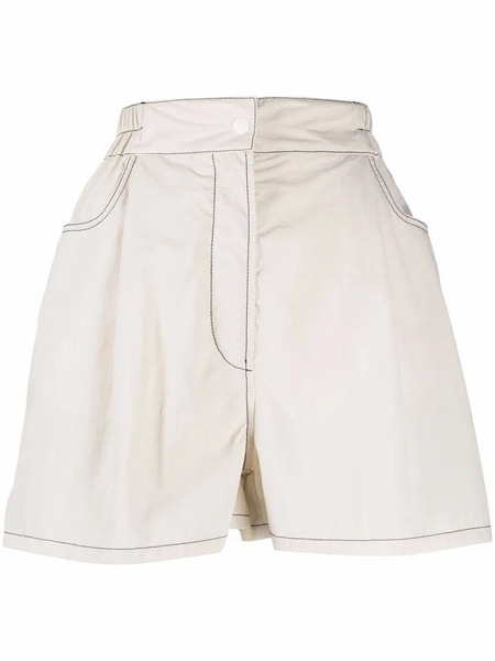  Sunnei Wide-leg Stitch-detail Shorts - Neutrals 