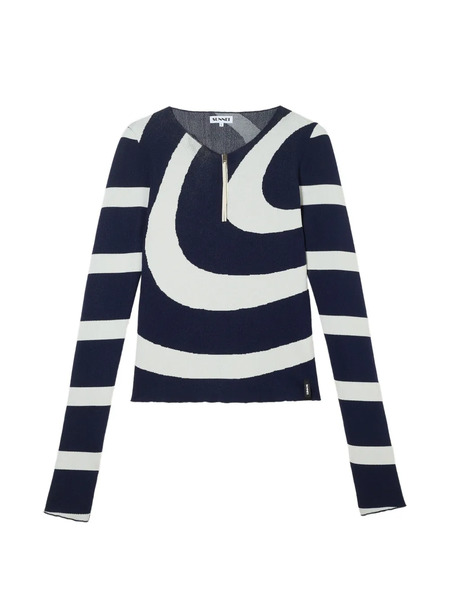  Sunnei Zipped Spiral Fitted Sweater - Blue 