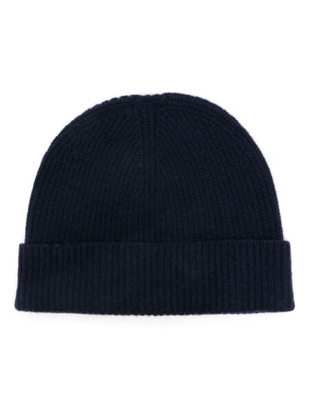  Sunspel Cashmere Ribbed Beanie Hat - Blue 
