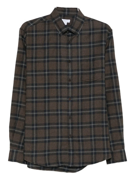  Sunspel Checked Shirt - Brown 