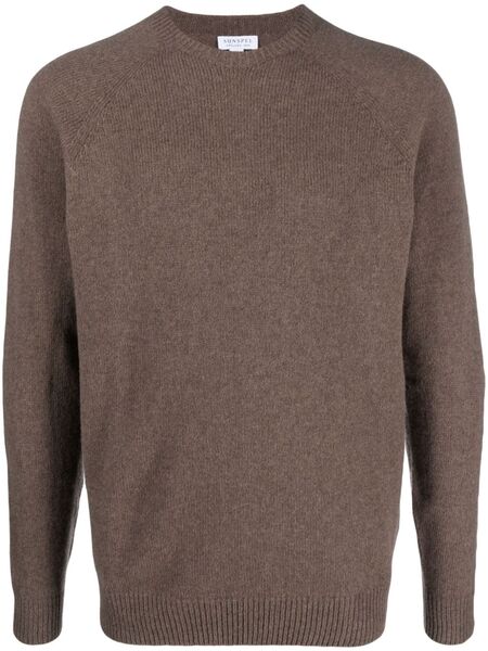  Sunspel Crew-neck Wool Jumper - Brown 