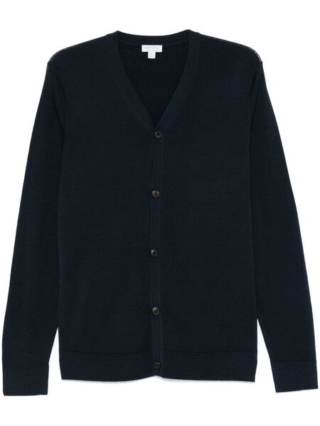  Sunspel Merino-wool Cardigan - Blue 