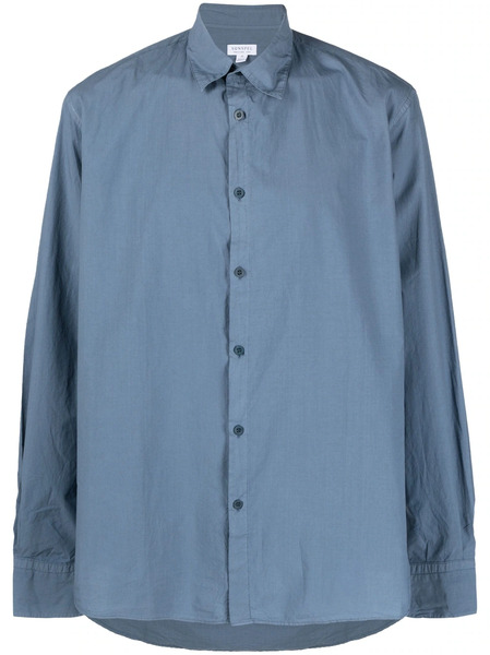  Sunspel Plain Cotton Shirt - Blue 
