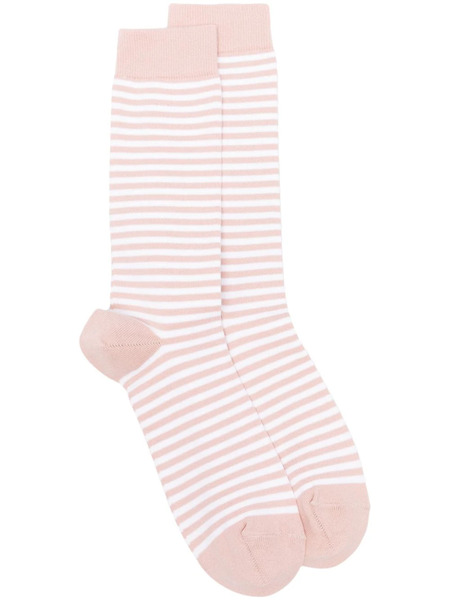  Sunspel Striped Ankle Socks - Pink 