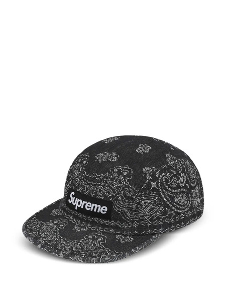  Supreme Bandana-jacquard Denim Cap - Black 