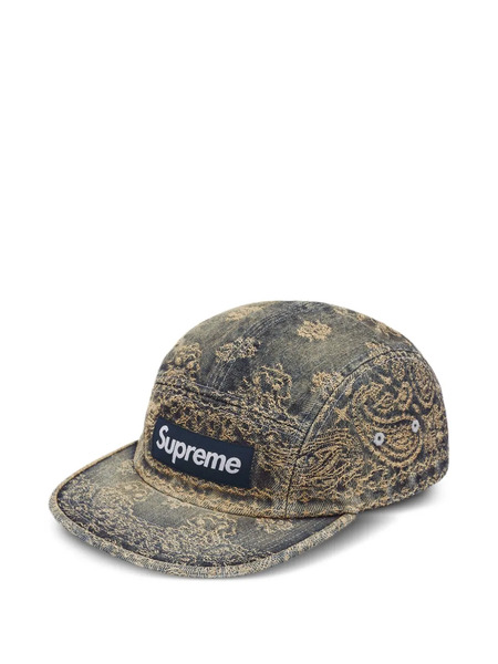  Supreme Bandana-jacquard Denim Cap - Blue 