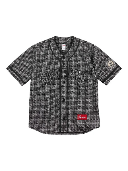  Supreme Boucle Baseball Shirt - Black 