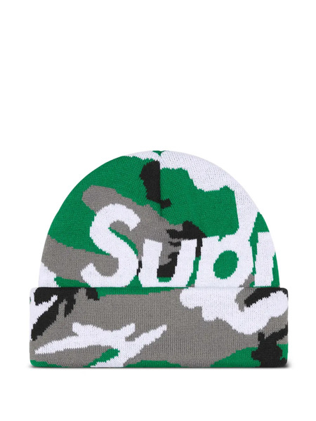  Supreme Camouflage Logo Beanie Hat - Green 