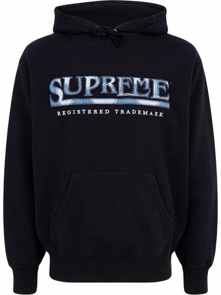  Supreme Denim Logo Hoodie - Black 