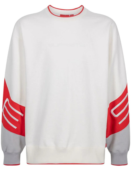  Supreme Embroidered-logo Crew-neck Sweatshirt - White 