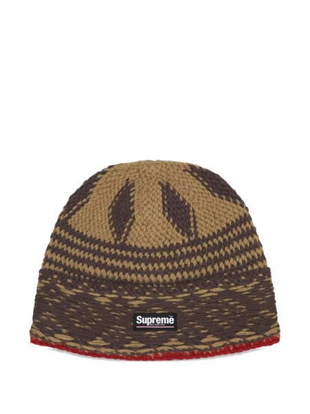  Supreme Logo-patch Beanies Hat - Brown 