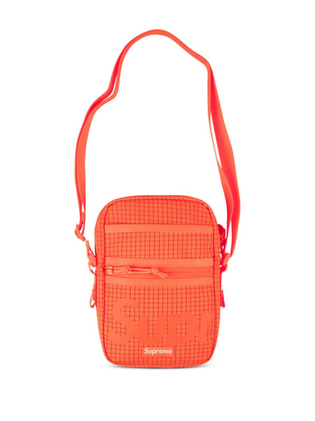  Supreme Logo-print Grid-pattern Shoulder Bag - Orange 