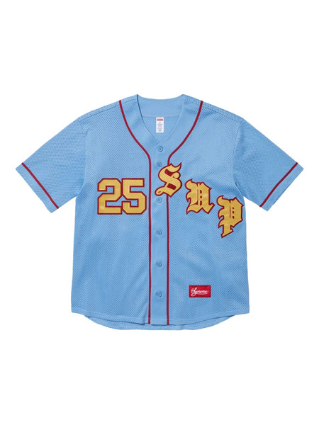  Supreme Old English ss 25 - Light Blue Baseball Jersey 