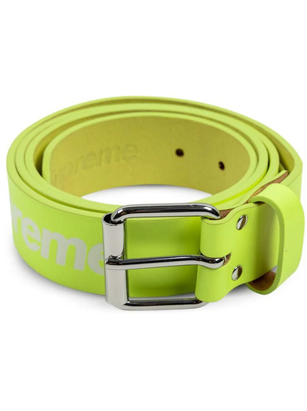  Supreme Repeat Leather flourescent Yellow Belt - Green 