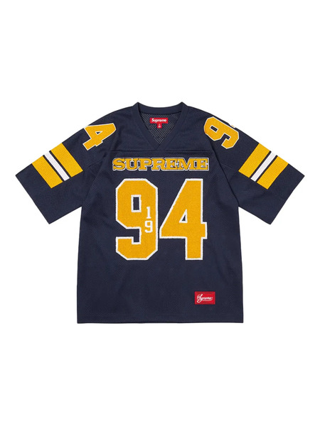  Supreme Sequin Football Jersey T-shirt - Blue 
