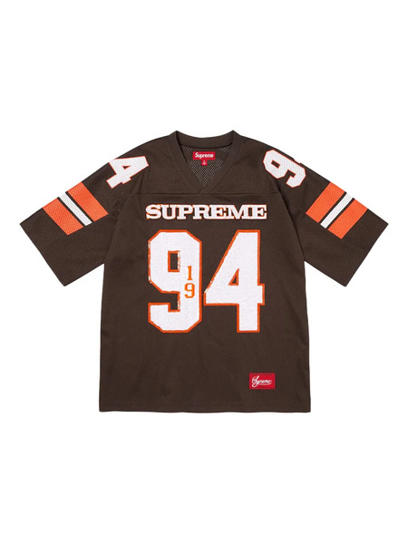  Supreme Sequin Football Jersey T-shirt - Brown 