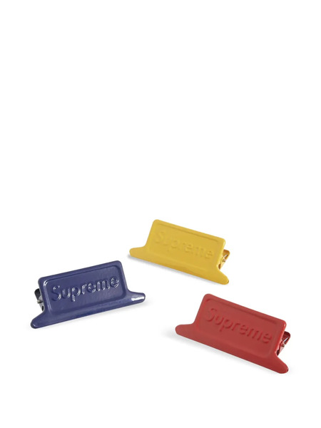  Supreme Small Dulton Logo-embossed Clips (set Of Three) - Yellow 