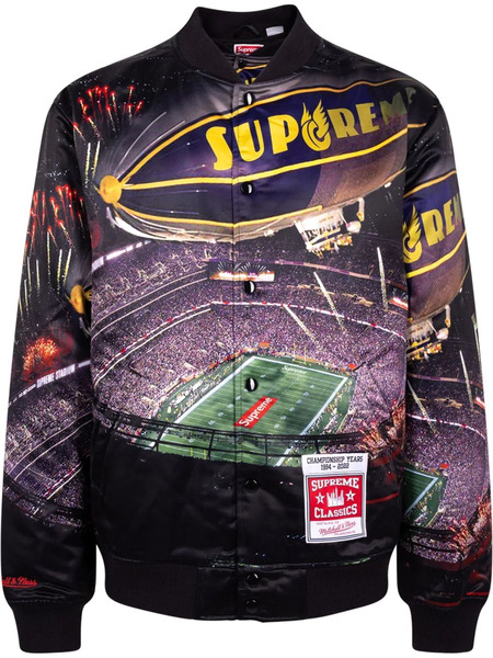  Supreme X Mitchell & Ness Stadium Varsity Jacket - Purple 