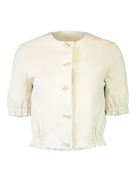  Susan Bender Pearl-button Leather Jacket - Neutrals 