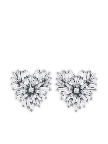  Suzanne Kalan 18k White Gold Small Heart Diamond Earrings 