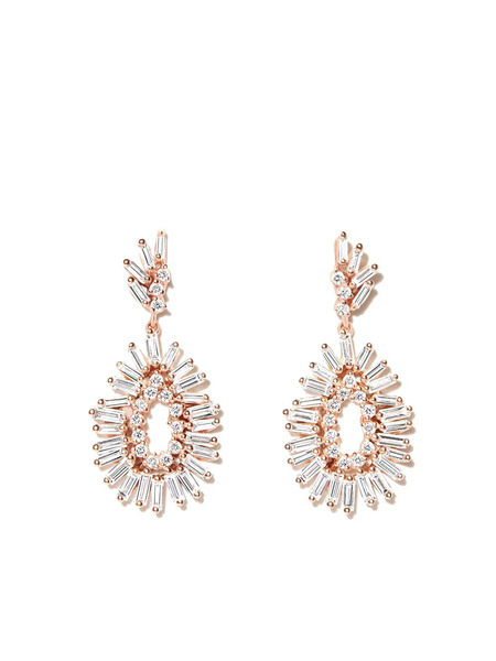  Suzanne Kalan 18kt Rose Gold Diamond Drop Earrings - Pink 