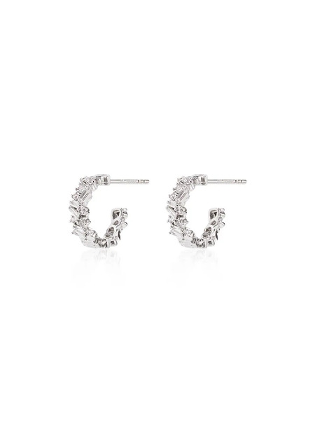  Suzanne Kalan 18kt White Gold Classic Icon Mini Diamond Hoop Earrings 
