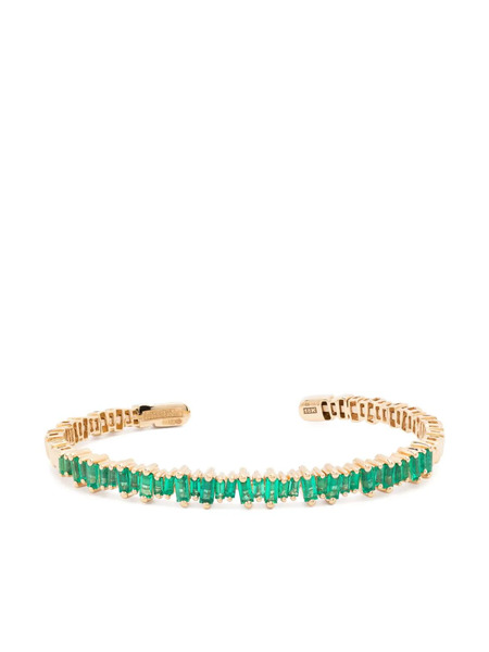  Suzanne Kalan 18kt Yellow Gold Bold Emerald Open-cuff Bracelet 