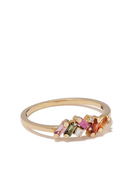  Suzanne Kalan 18kt Yellow Gold Diamond Sapphire Rainbow Ring - Multicolour 