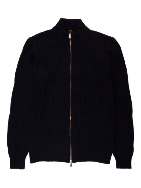  Svevo Cable Knit Zip Jacket - Blue 