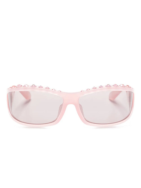  Swarovski Eyewear Crystal-embellished Biker-frame Sunglasses - Pink 