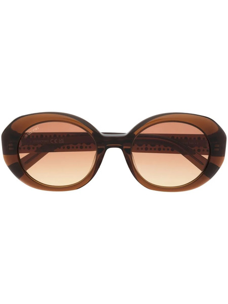  Swarovski Eyewear Crystal-embellished Oval-frame Sunglasses - Brown 