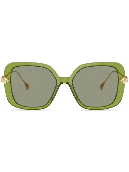  Swarovski Eyewear Crystal-embellished Oversize-frame Sunglasses - Green 