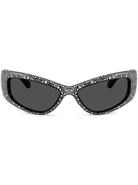  Swarovski Eyewear Crystal-embellished Rectangle Sunglasses - Black 