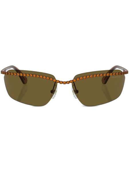  Swarovski Eyewear Pavé-band Rectangle-frame Sunglasses - Brown 