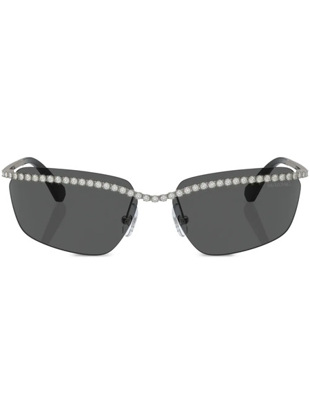  Swarovski Eyewear Pavé-band Rectangle-frame Sunglasses - Grey 
